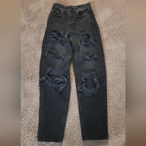 BDG Black Distressed High Waisted Baggy Jeans